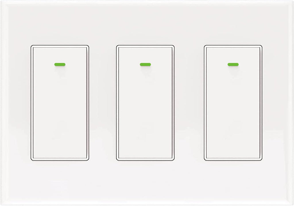 Smart Switch 3 Gang Alexa Smart Switch, 2.4Ghz in-Wall Smart Switch WiFi Light Switch Compatible with Alexa and