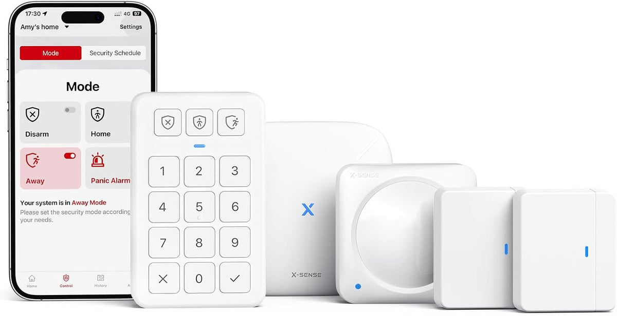 Smart Home Security System, Wireless Security System 5-Piece Set, Supports Mobile App Alerts, Compatible with Alexa