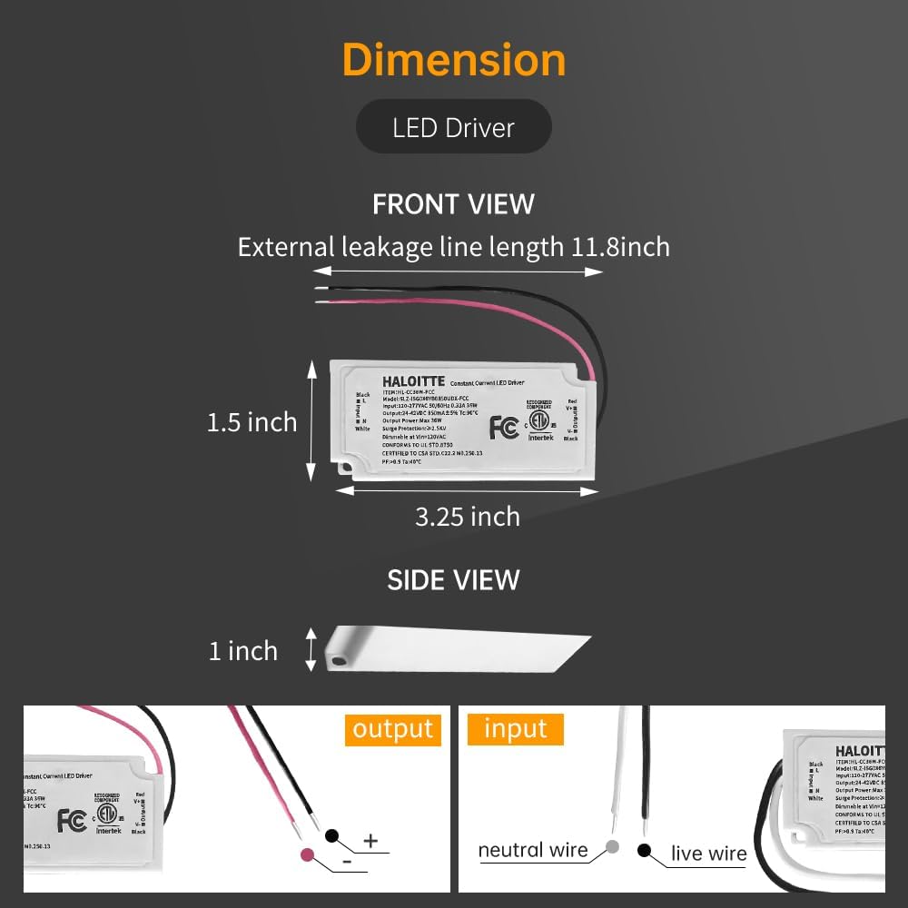 40W Constant Current LED Driver, UL FCC Listed, 1PK