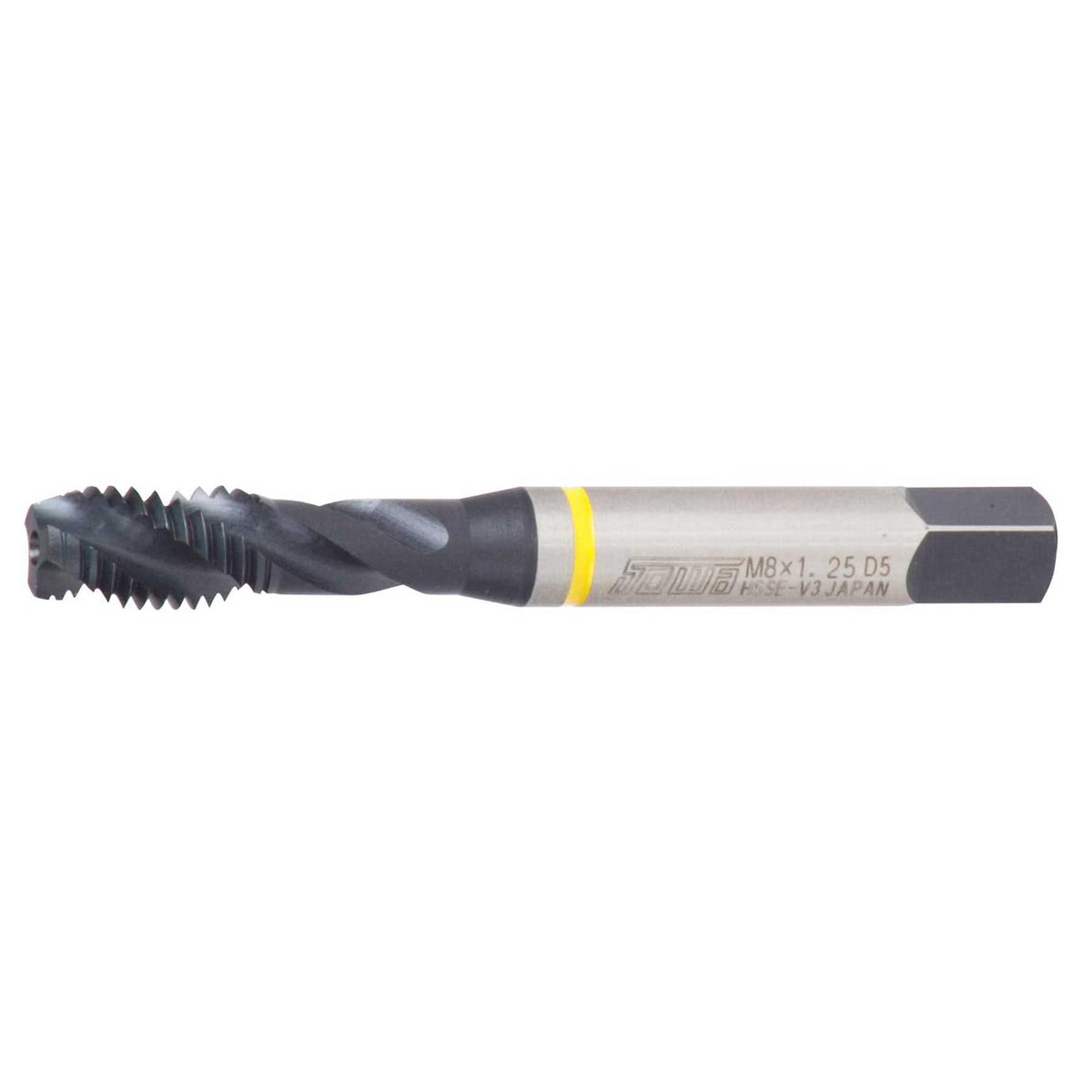 Sowa Tool M12 x 1.25mm Spiral Flute Tap – HSSE-V3, Yellow Ring, Metric Thread, High Performance for Alloy & Stainless Steel, Machine Tap for Blind Holes