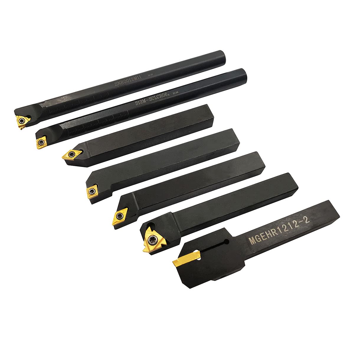 21PCS 1/2"/12mm Shank Indexable Carbide Lathe Turning Insert Tool Holder Bit Set for Turning Grooving Threading Boring with Indexable Carbide Turning Insert CCMT21.51 DCMT 16ER 11IR MGMN200-M