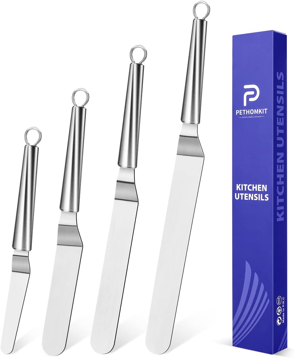 Metal Offset Icing Spatula for Cake Decorating Frosting, Set of 4
