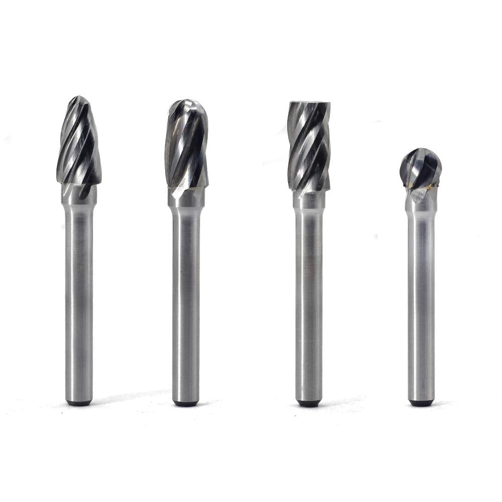 Carbide Burr Set JESTUOUS 1/4 Inch Shank Diameter Single Cut 4pcs