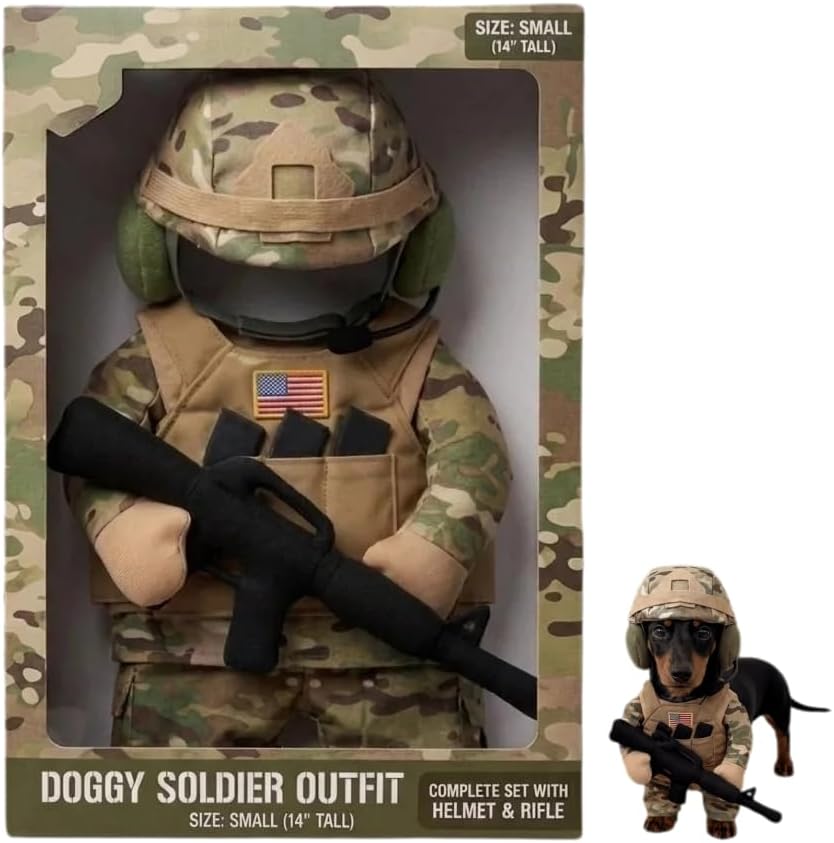 Funny Tactical Soldier Pet Costume Front-Facing Military Uniform