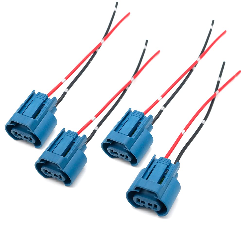 YSY 4pcs OEM 9005 HB3 H10 9145 Female Adapters Wiring Harness Sockets w/ 4-Inch Wire Pigtails Compatible with Headlights or Fog Lights Use (9005 HB3)