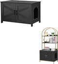 Cat Litter Box Enclosure and Cat Litter Box Enclosure wtih 2-Tier Storage Shelves