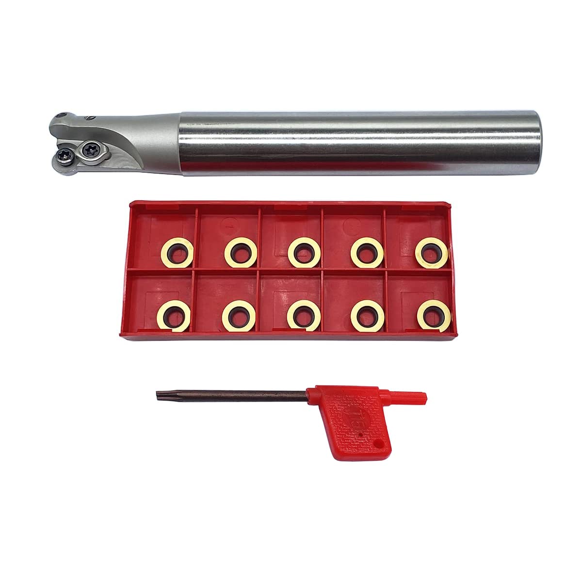 GBJ EMR R5 Round Nose Indexable End Mill Holder for RPMW10 Carbide Inserts Milling Cutter Arbor Holder milling Face milling Slotting (10pcs RPMW1003MO + EMR C20-5R21-150L)