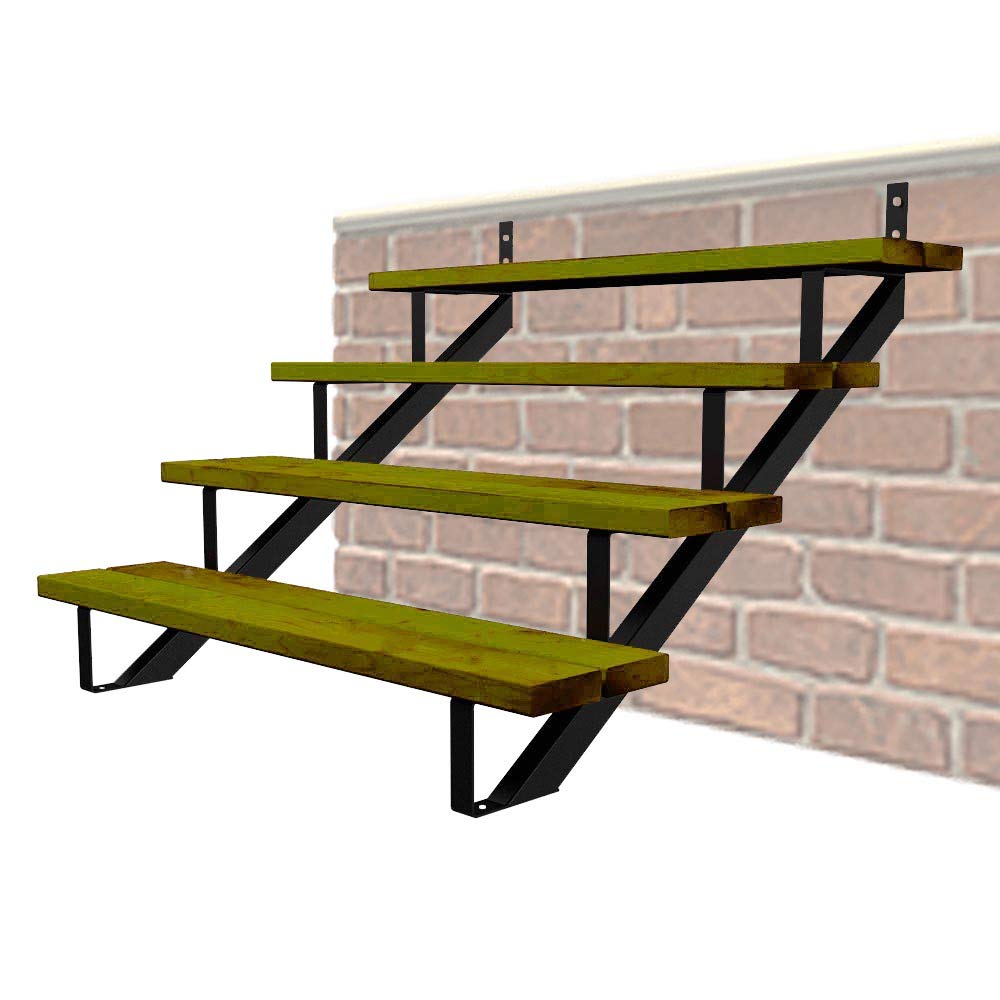 35 Inch Black Steel Stair Step Riser, 4-Step Metal Stair Stringer, 2 Pack Steel Stair Stringer for 35" Height Deck
