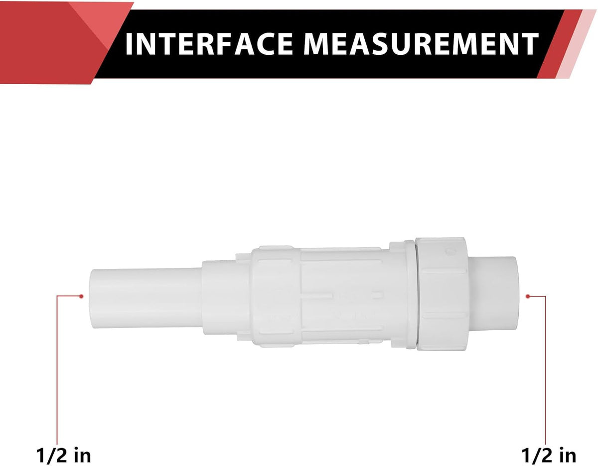 2-Pack EFIELD 1/2-inch PVC Expansion Repair Coupling for Broken or Cracked Pipe, Schedule 40, White