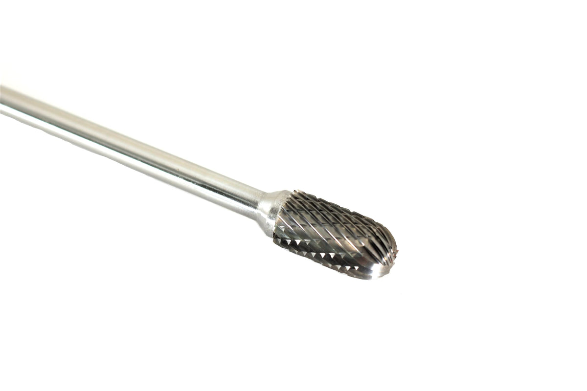 TEMO SC-5L6 Double Cut Carbide Burr File, 1/2" Cylinder Ball, 1/4x6" Shank