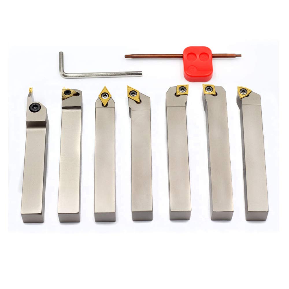 OSCARBIDE 5/8" Shank Nickel Plated 7-Piece Indexable Lathe Tool Holder Set