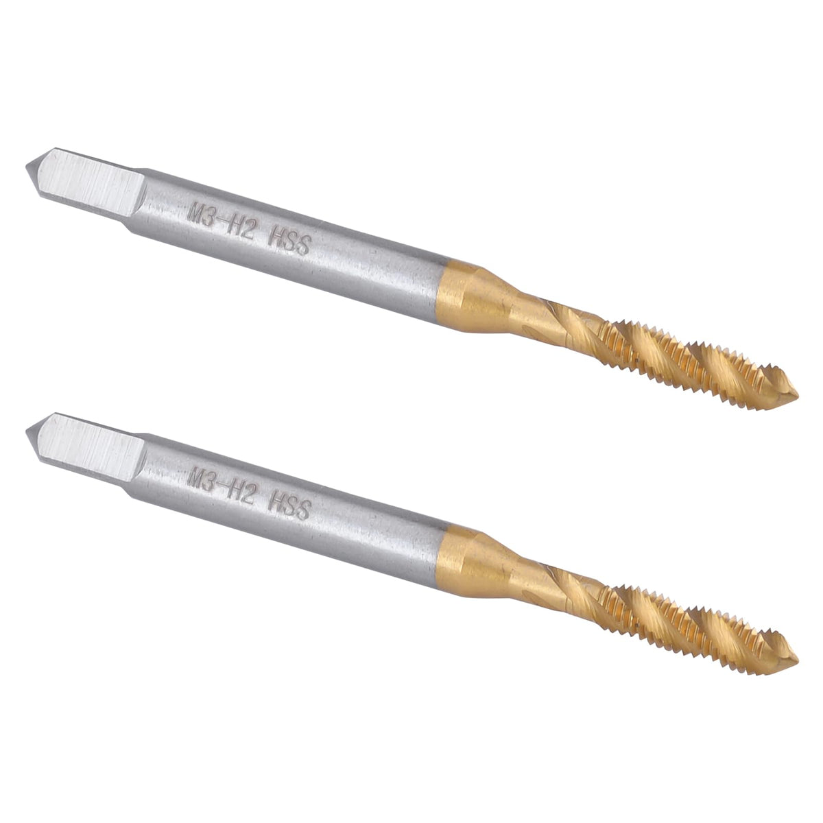 Burkit 2pcs M3 X 0.5 Titanium Coated Spiral Flute Tap