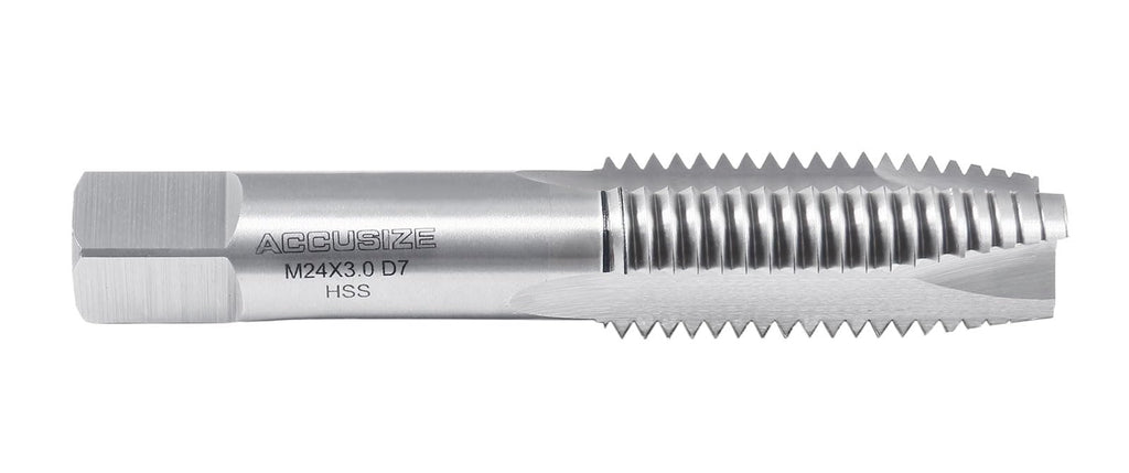 Accusize Metric Spiral Point Tap M24 x 3.0, HSS, 3 Flute