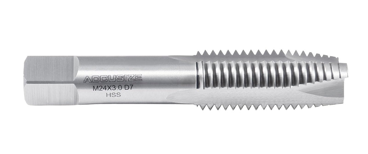 Accusize Metric Spiral Point Tap M24 x 3.0, HSS, 3 Flute
