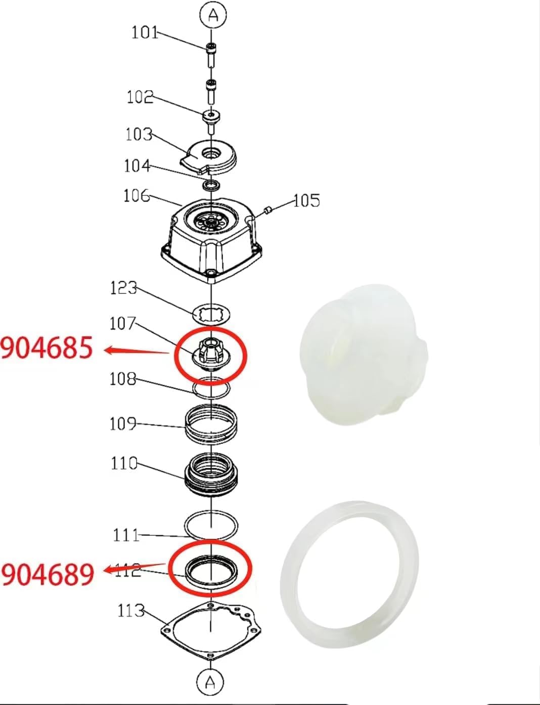 CAMGJORT 1 Pack Piston Stop 904685 & Seal 904689, Fits Porter Cable FN250B