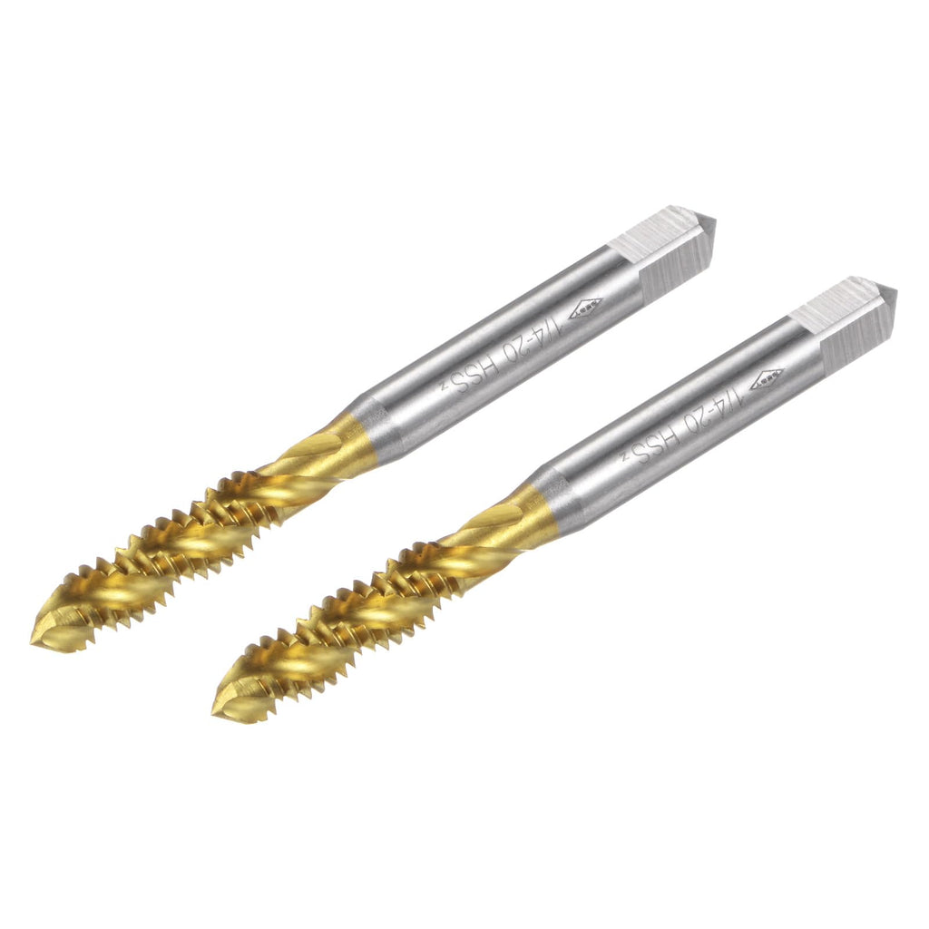 uxcell 2pcs Spiral Flute Thread Taps,1/4-20 UNC H2 Screw Threading Tap