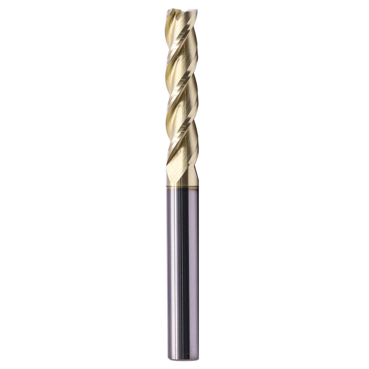 3/8" 3 Flute Solid Carbide Square End Mill for Aluminum, ZrN Coated, 4" OAL
