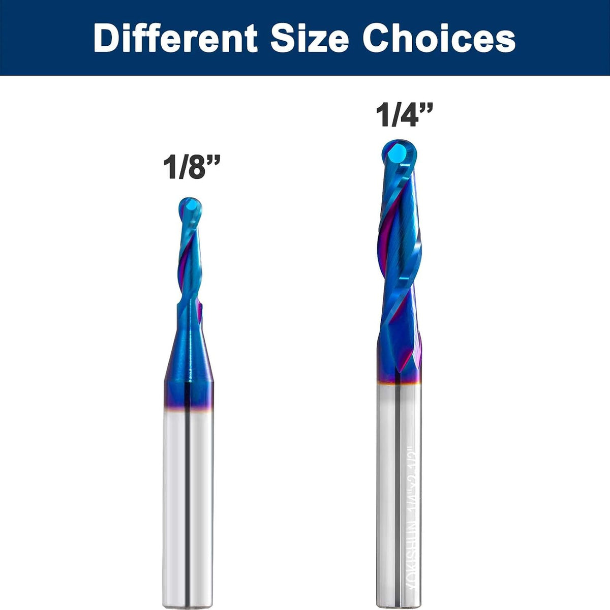 2 PCS Ball Nose Set CNC Router bits Carbide Ball Nose End Mill with Nano Blue Coating for Side Milling. End Milling. Finish Machining. (2 PSC Ball Nose Set)
