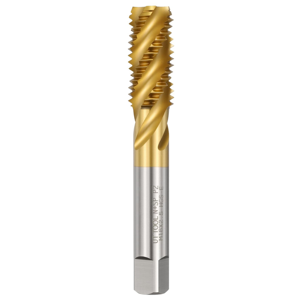 Workkyma M18 x 2.5 Spiral Flute Thread Tap M2 High Speed Steel Titanium