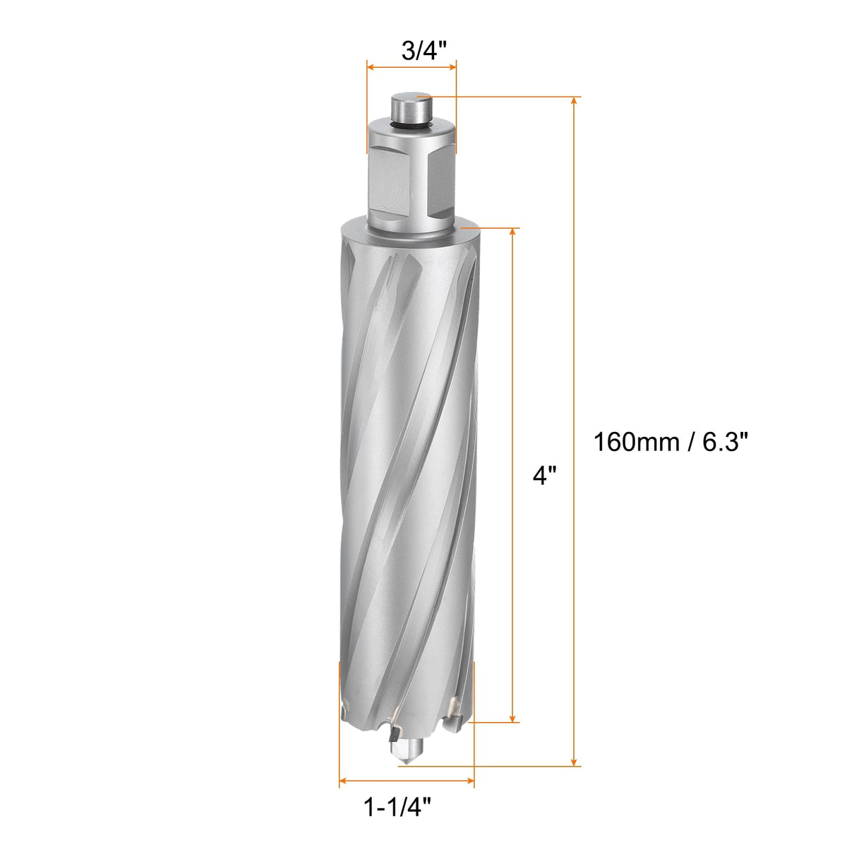 HARFINGTON Annular Cutter 1-1/4" Dia 4" Depth 3/4" Shank TCT Cutting Drill Bits with Pin for Magnetic Drill Press