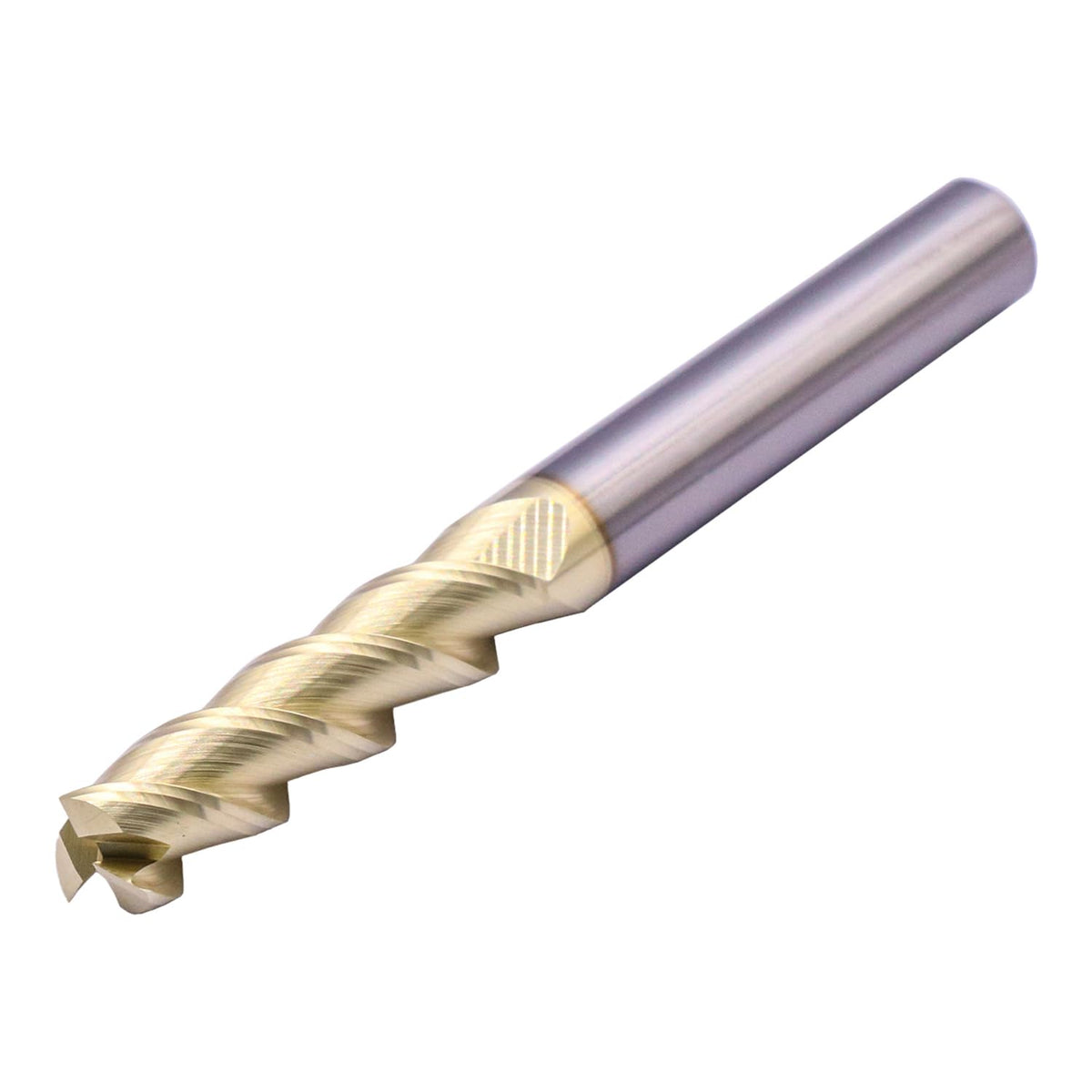3/8" 3 Flute Solid Carbide Long End Mill, 3-1/2" Overall Length, ZrN Coated
