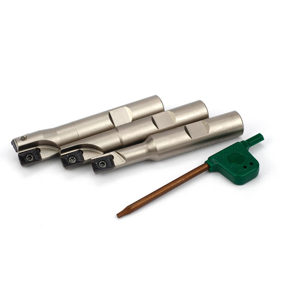 OSCARBIDE Indexable End Mill Set, 3/8", 1/2", 5/8" Cutting Dia, 3 Pcs