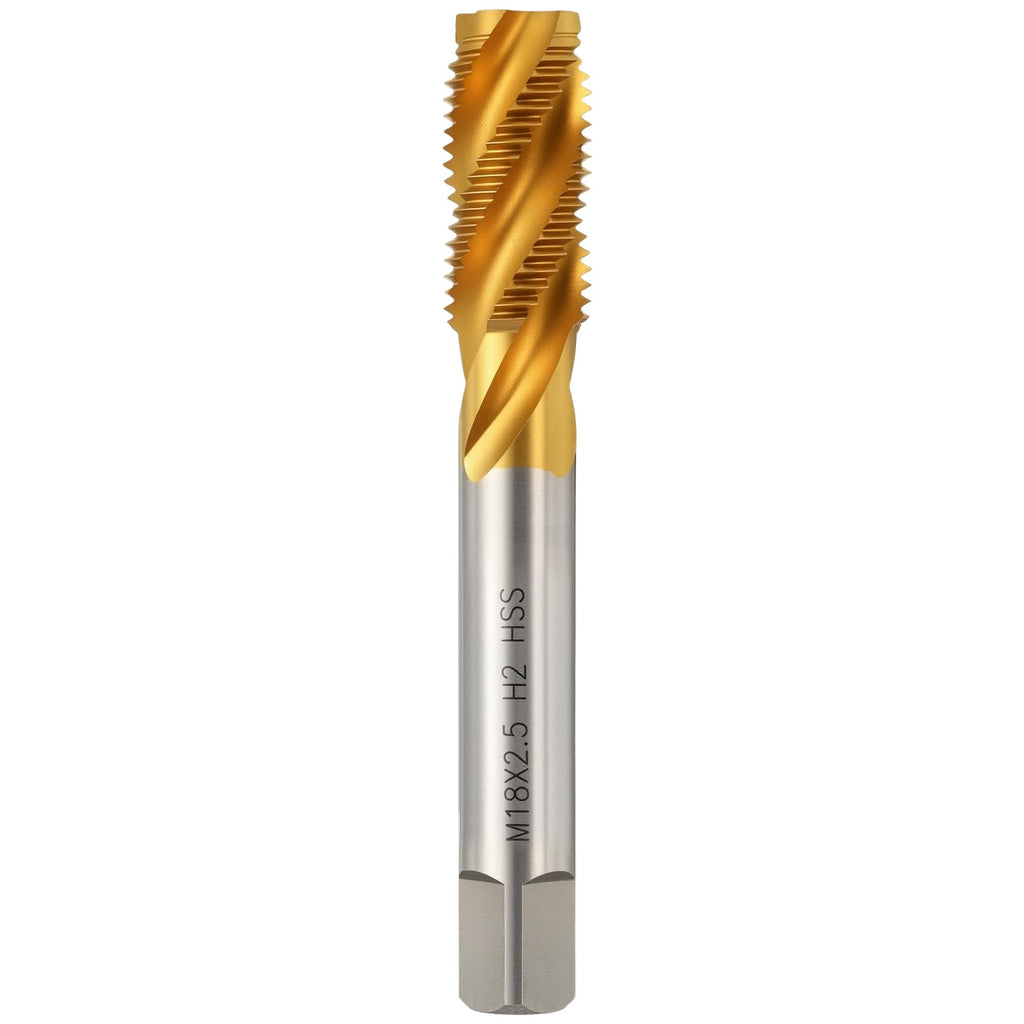 Workkyma M18 x 2.5 Spiral Flute Thread Tap M2 High Speed Steel Titanium