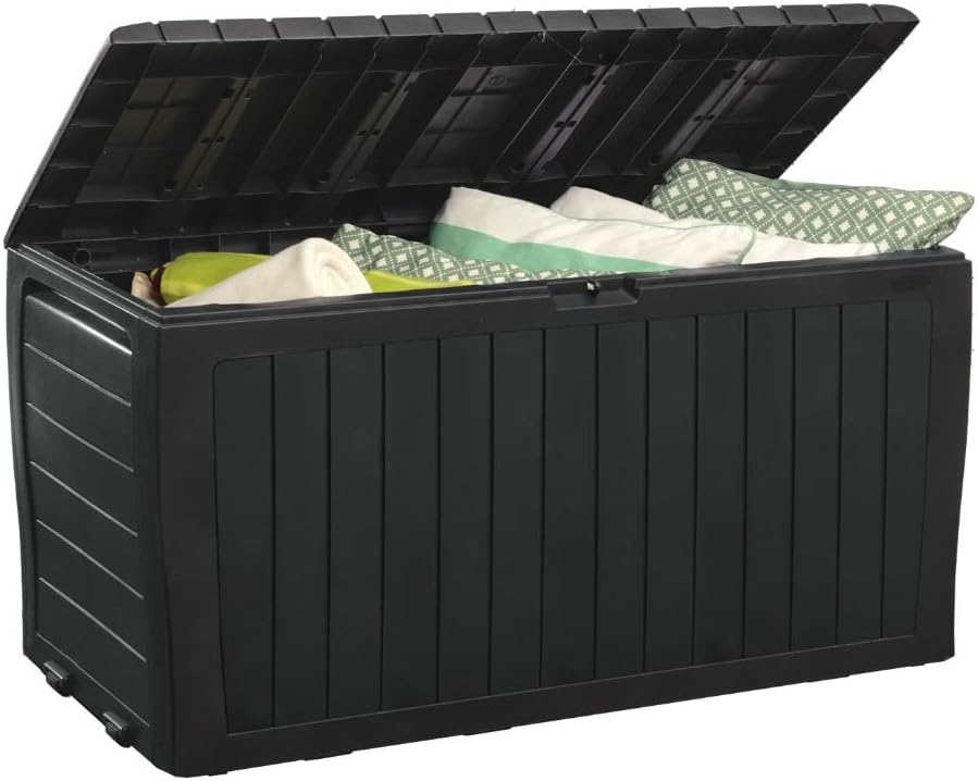 Marvel Plus 71 Gallon Resin Deck Box-Organization and Storage for Patio Storage Box Outdoor Cushions, Throw Pillows