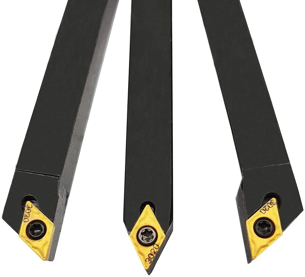 ASZLBYM 3pcs 3/8"/10mm Shank Indexable Carbide Lathe Turning Tools Insert Holder Bit Set SDNCN1010H07 + SDJCL1010H07 + SDJCR1010H07 with 3PCS DCMT21.51/DCMT070204 Indexable Carbide Turning Insert