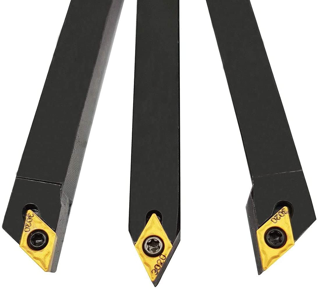 ASZLBYM 3pcs 3/8"/10mm Shank Indexable Carbide Lathe Turning Tools Insert Holder Bit Set SDNCN1010H07 + SDJCL1010H07 + SDJCR1010H07 with 3PCS DCMT21.51/DCMT070204 Indexable Carbide Turning Insert