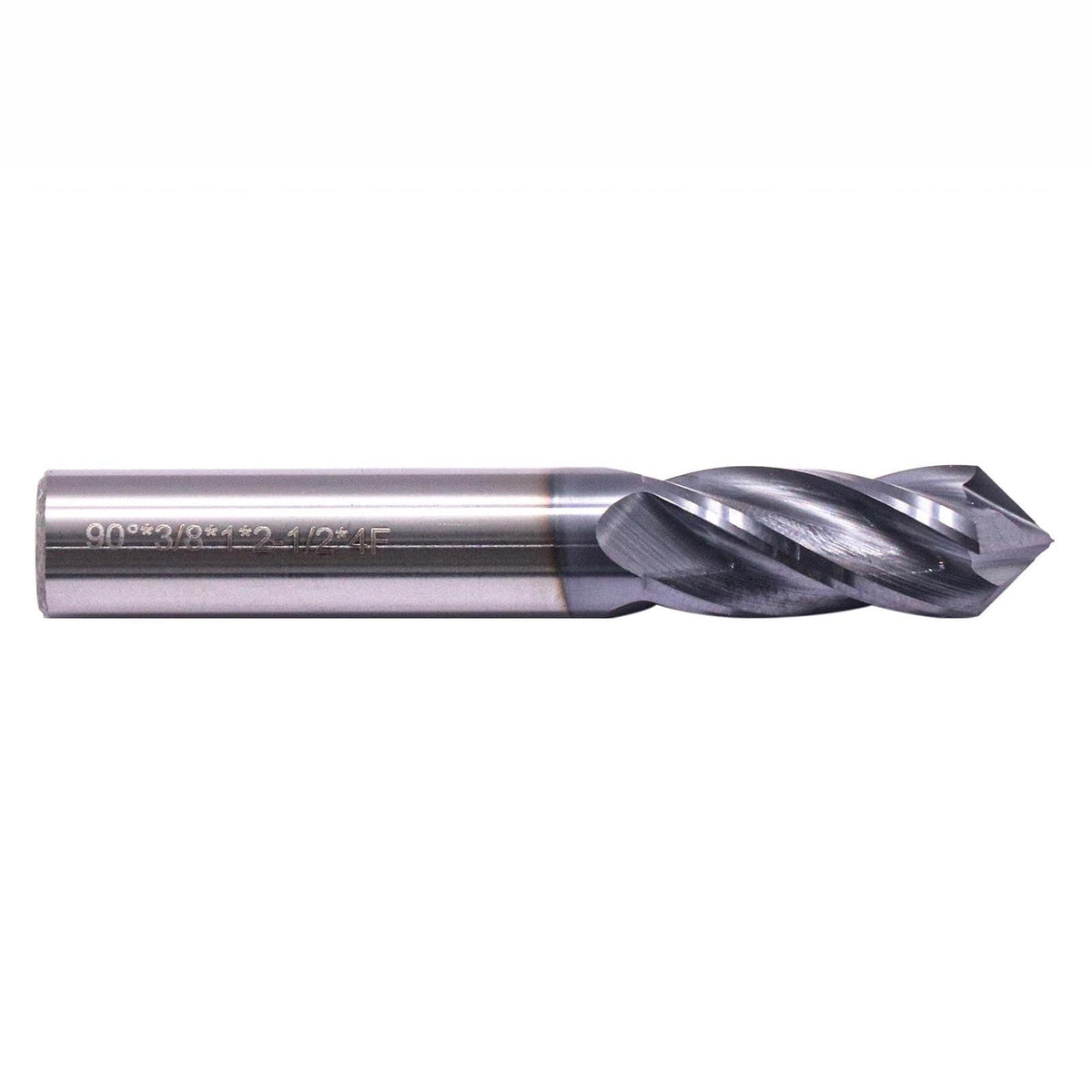 2Pcs 3/8" 4 Flute 90 Degree Solid Carbide Drill Mill - AlTiN Coated