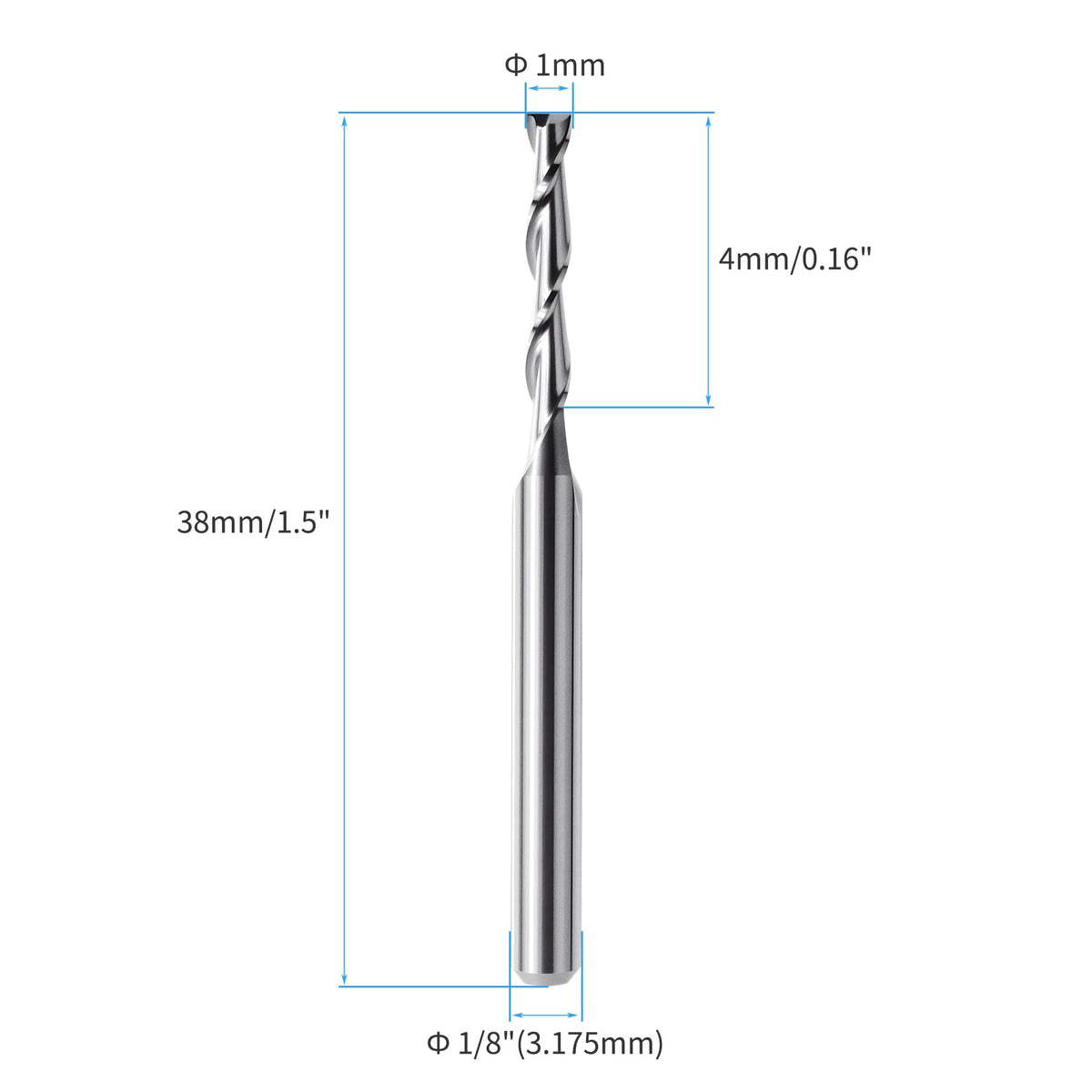 Skweawert 5 Pcs 1mm x 4mm Solid Carbide End Mill 1-1/2 Inch 2 Flute