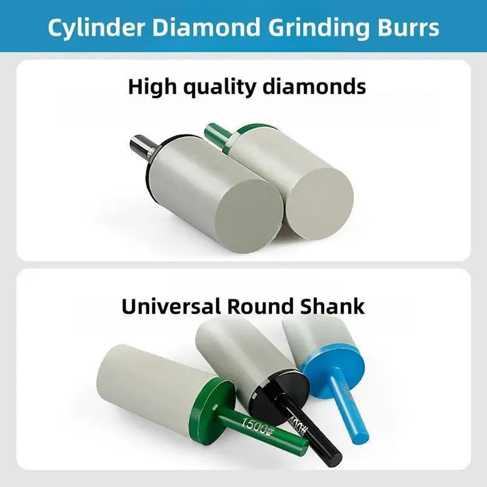 Cylinder Diamond Grinding Bits 50-1500 Grit with 6mm Shank Resin Diamond Grinding Burrs Heads Rotary Tool (800 Grit)