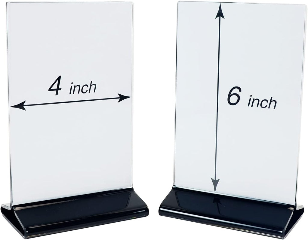4x6 Sturdy Table Tent Menu Holder, Commercial 2-Sided Acrylic Sign Holder (6-Pack)