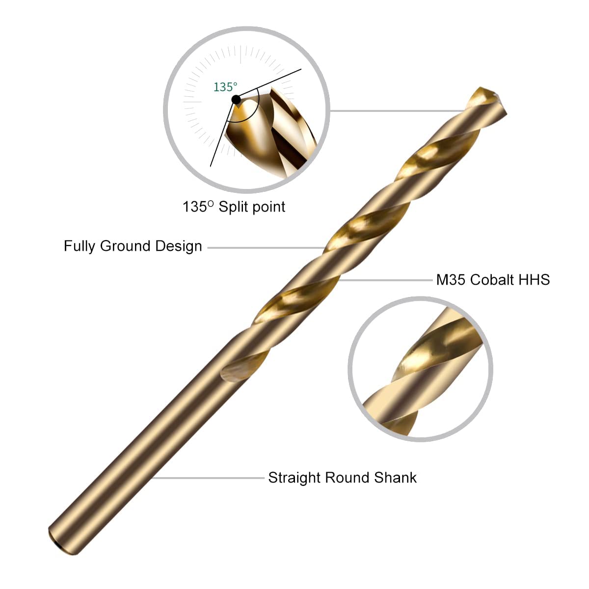 Narwhal 23/64 Inch Drill Bit (3 Pack) Cobalt for Metal & Stainless Steel