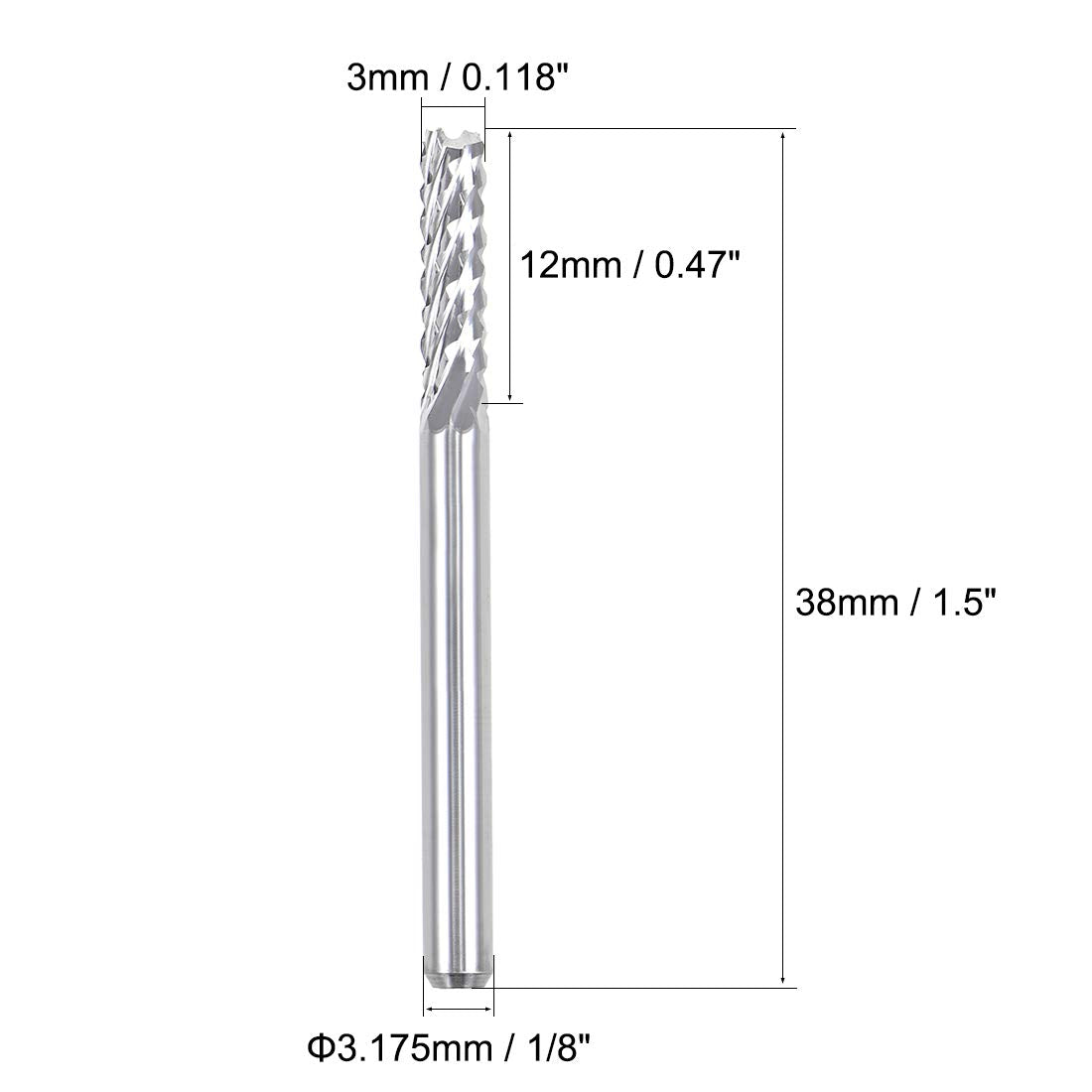 uxcell 10Pcs 3mm Carbide End Mill Engraving Milling Cutter CNC Router Bits for PCB Machine, 1/8" Shank
