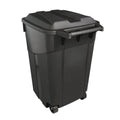 32 Gallon Outdoor Trash Can with Lid - Heavy Duty Garbage Bins with 2 Rugged Wheels,Wheeled Heavy Duty Plastic