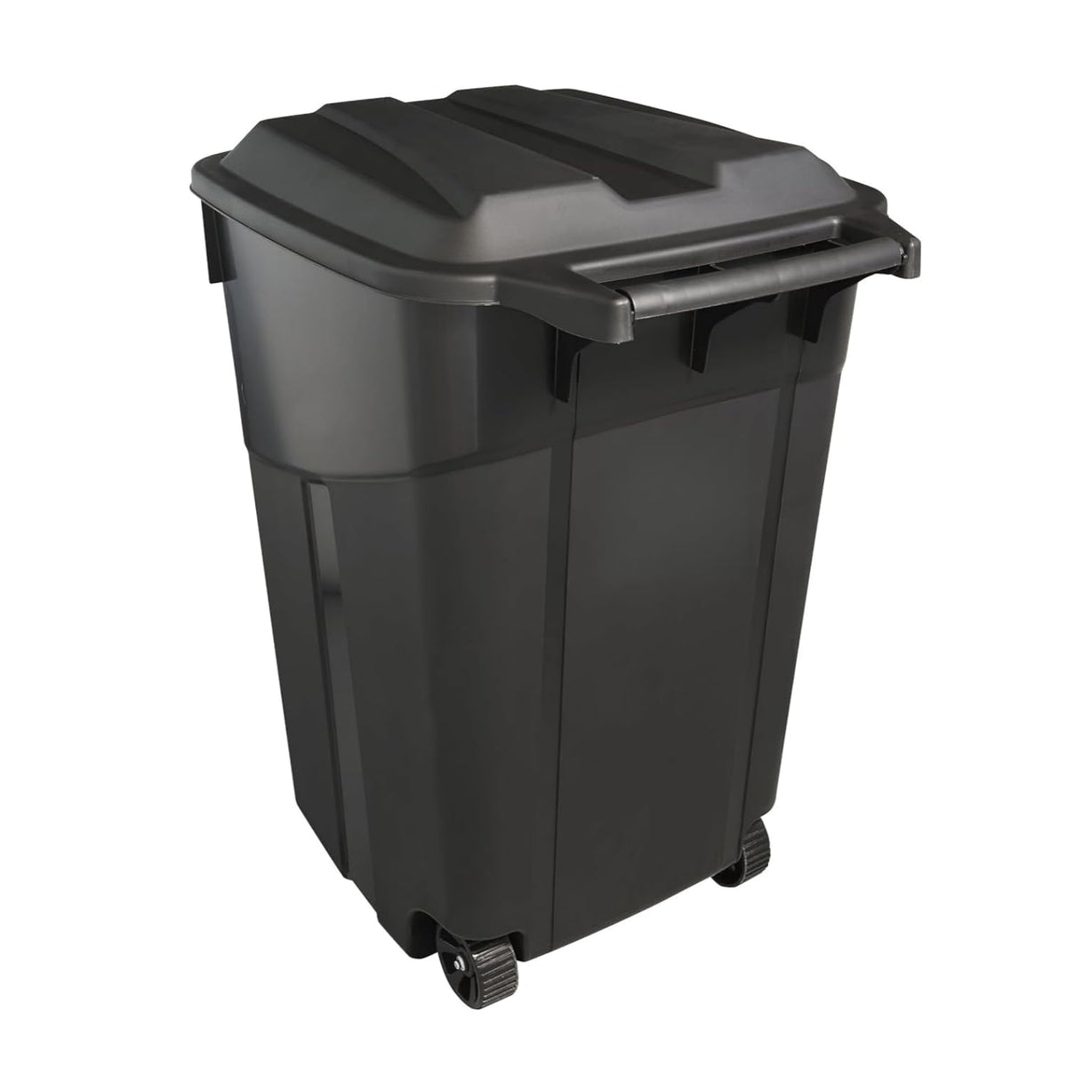 32 Gallon Outdoor Trash Can with Lid - Heavy Duty Garbage Bins with 2 Rugged Wheels,Wheeled Heavy Duty Plastic