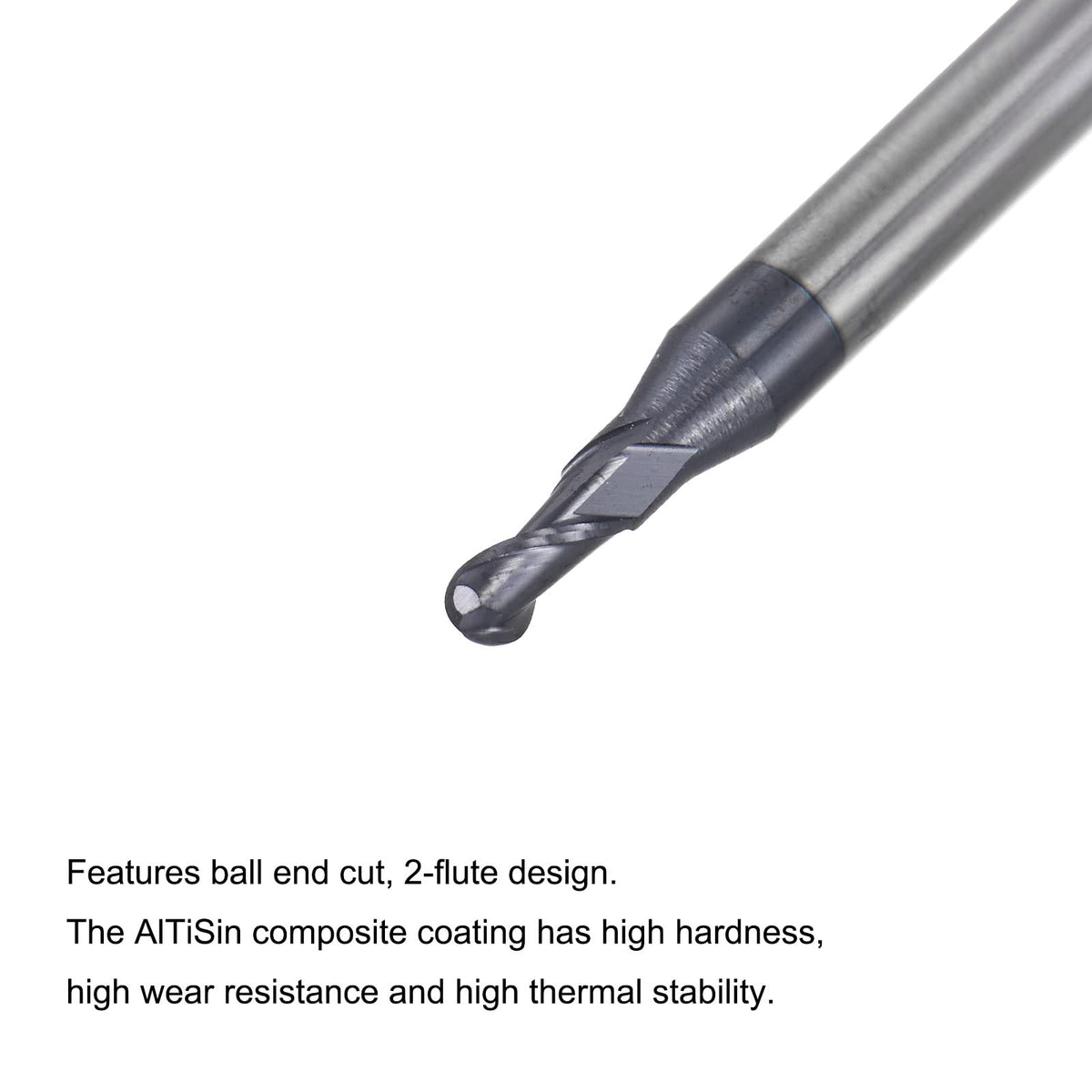 uxcell Ball Nose End Mill 1.5mm Tip Radius Solid Carbide AlTiSin Coated CNC Router Bits 2 Flute Spiral Milling Cutter HRC45 with 4mm Shank 50mm (2-inch) Length