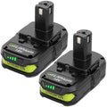 2 Packs 3600mAh Replacement for Ryobi P102 18V Battery(Green)