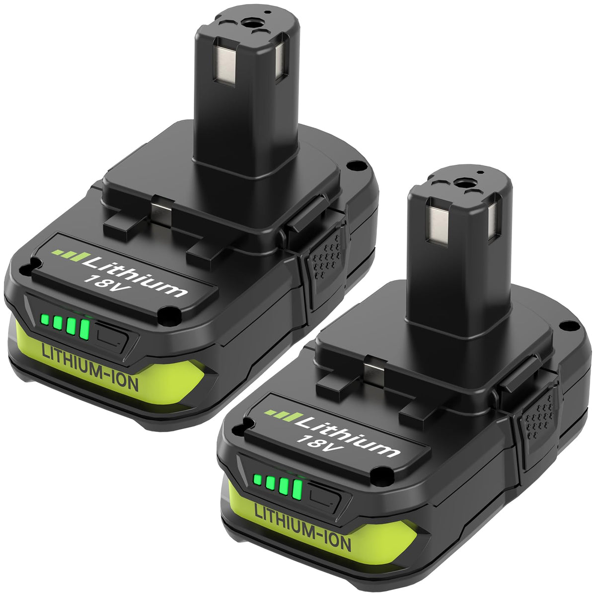 2 Packs 3600mAh Replacement for Ryobi P102 18V Battery(Green)
