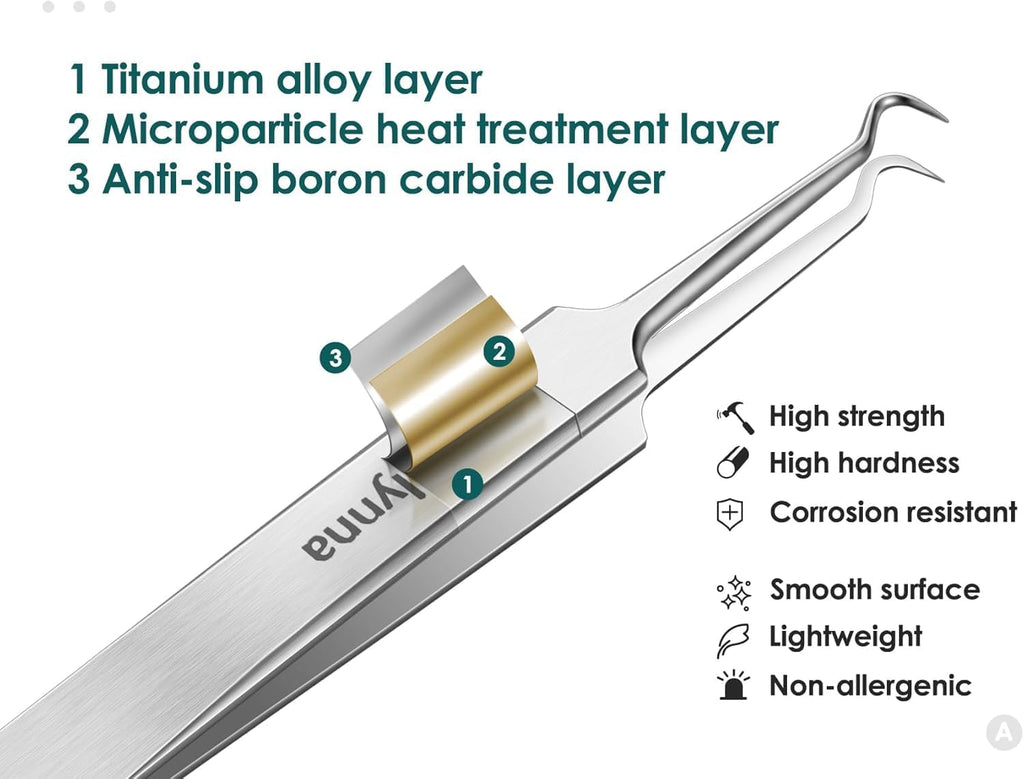 Blackhead Tweezers, Precision Curved Tip Comedone Extractor for Acne