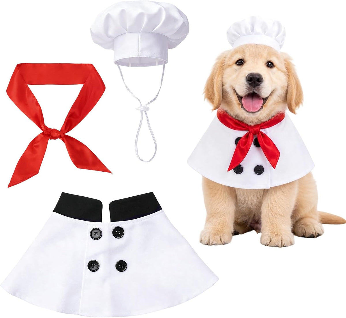 Halloween Dog Costumes, Dog Chef Costume, Pet Chef Outfit, S