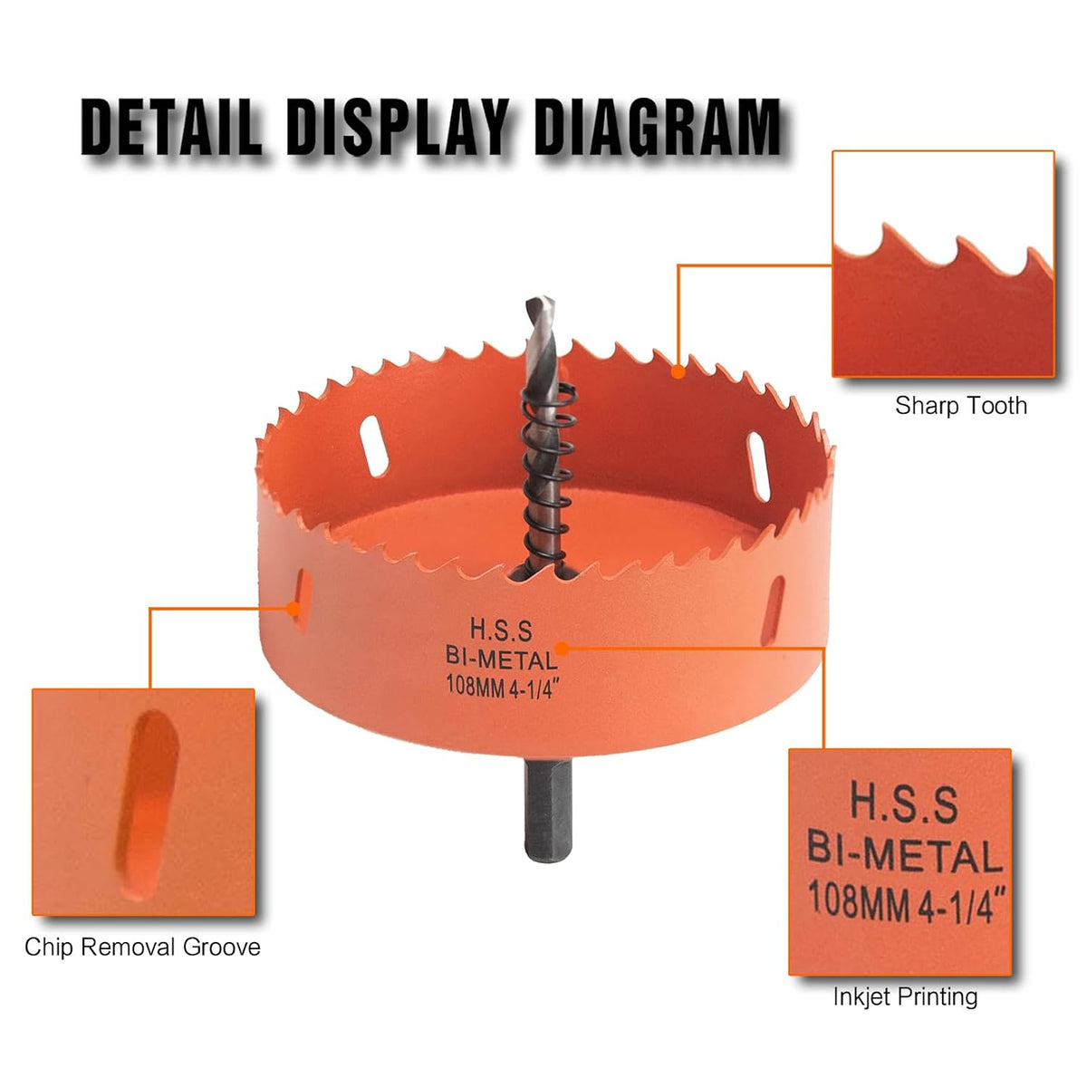 4.25" Hole Saw for Recessed Lights, with Dust Bowl Catcher