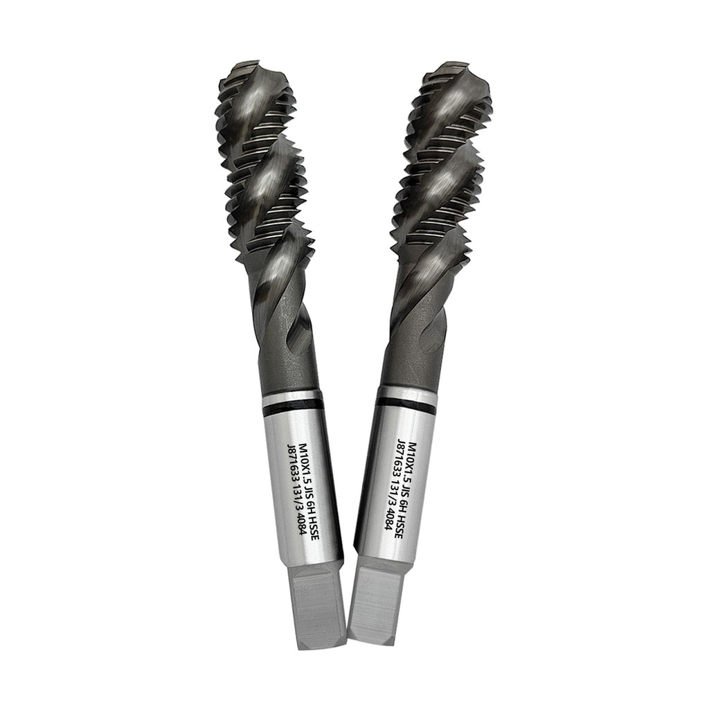 WEXWE Tools M10 x 1.5 AlTiN Coating Spiral Flute Thread Tap, Metric Machine Threading Tap High Speed Steel Cobalt(HSSCo), Round Shank with Square End, H2 Tolerance, 2pcs