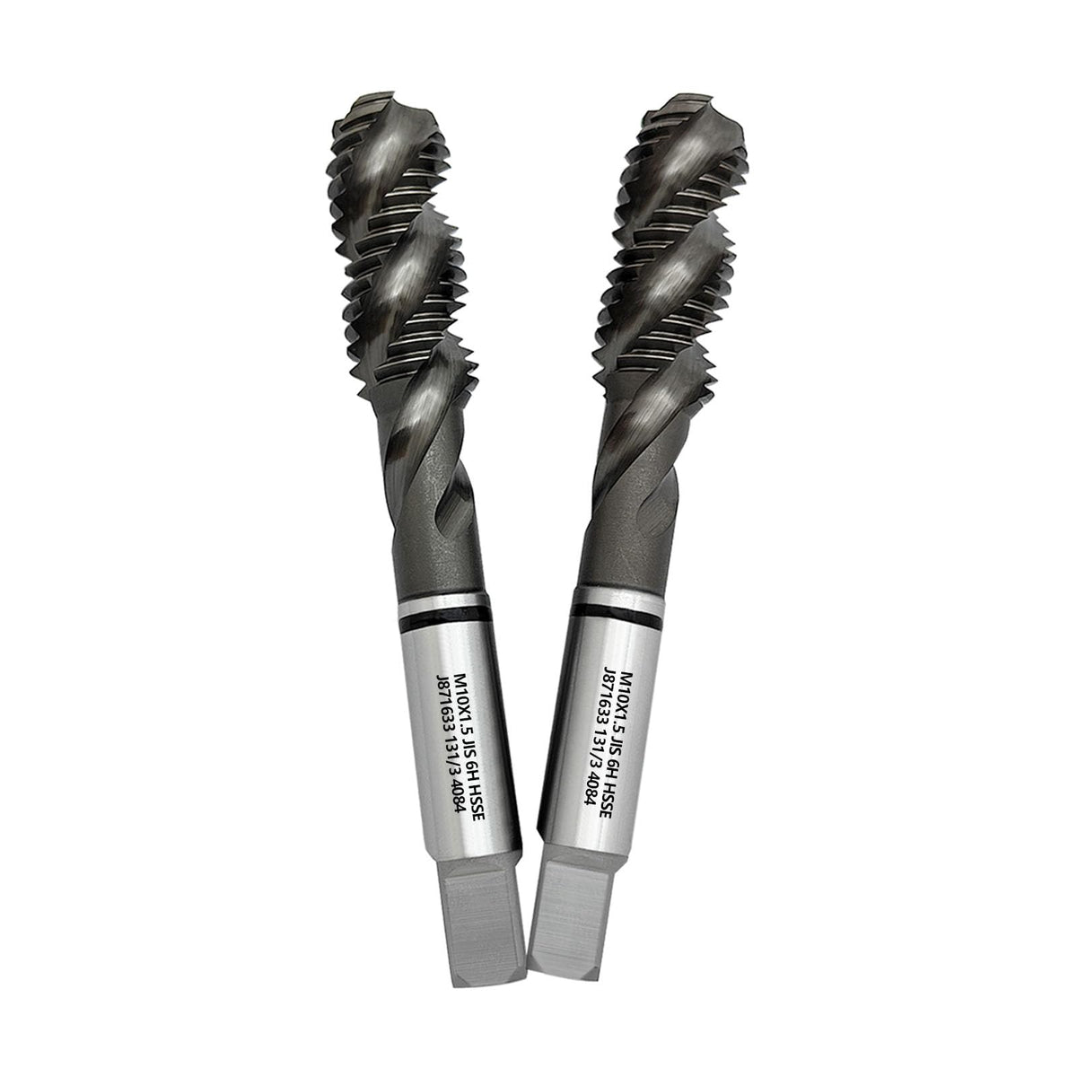 WEXWE Tools M10 x 1.5 AlTiN Coating Spiral Flute Thread Tap, Metric Machine Threading Tap High Speed Steel Cobalt(HSSCo), Round Shank with Square End, H2 Tolerance, 2pcs