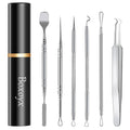 Pimple Popper Tool Kit - Boxoyx 6 Pcs Pore Prep Blackhead Remover Comedone Extractor Kit with Box for Quick and Easy