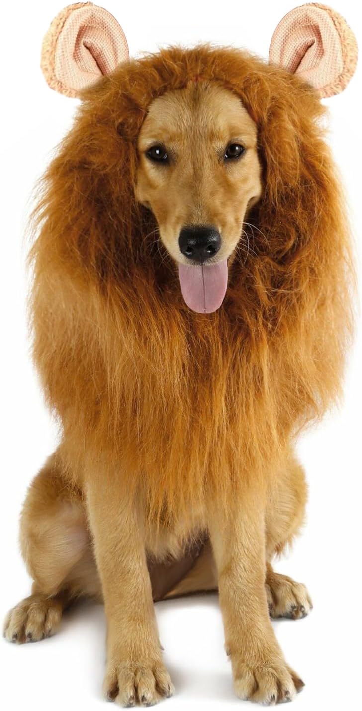 Halloween Realistic & Funny Lion Mane for Dog Costumes for Medium Large Dogs