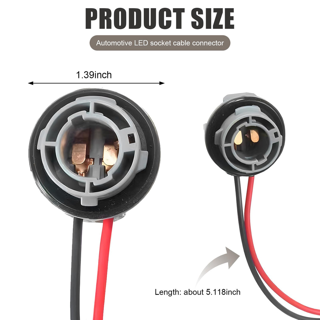 MLY 2 PCS Automotive 1156 Bulb Socket, Insulated Nylon Base Reverse Light Socket, BA15S 180 Degree Pure Copper Terminal and Extension Wire Harness, Universal for Cars Bulb Standard Adapter (Gray)