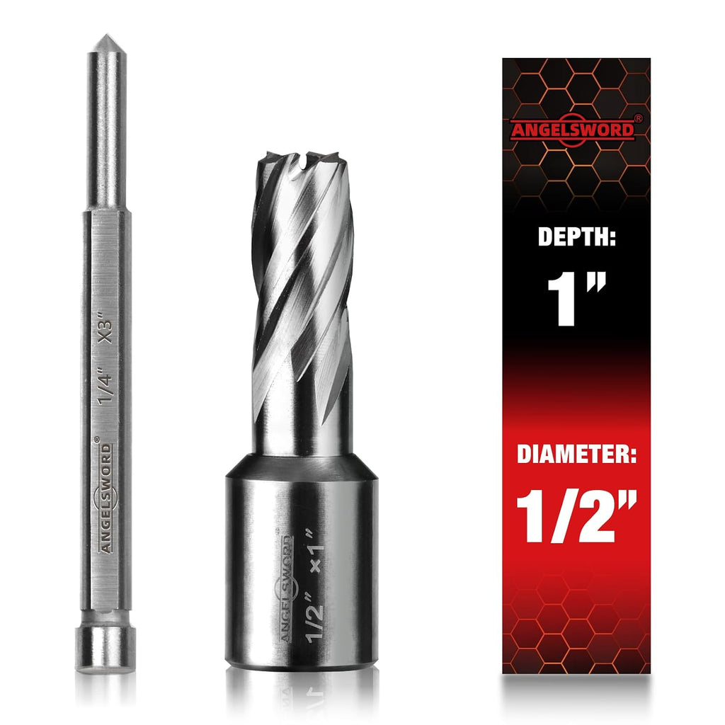 ANGELSWORD M2 HSS Annular Cutter,Diameter 1/2" x Depth 1",Mag Drill Bit